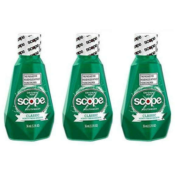 Scope Mouthwash Classic Original Mint 1.2 Oz Travel Size Pack of 3)