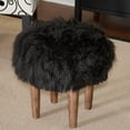 thumbnail image 2 of Linon Samarina Faux Flokati Stool, Black, 15 inch Seat Height, 2 of 3