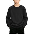 thumbnail image 2 of dazeni Boys Sweatshirts Long Sleeve Boy Crewneck Relaxed Soft Pullover Tops Solid Casual Basic Sweatshirt Black 1-2 Years, 2 of 7
