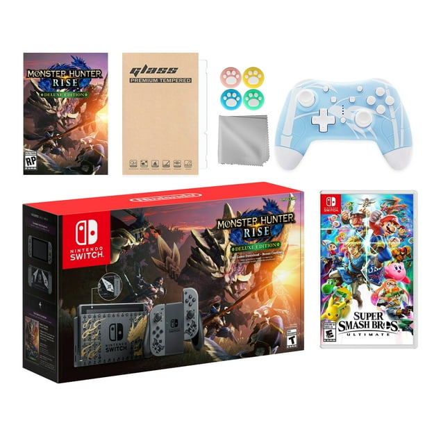 materiale håndjern ugyldig Nintendo Switch Monster Hunter Limited Console Set Plus Monster Hunter Rise  Deluxe Edition, Bundle With Super Smash Bros. Ultimate And Mytrix Wireless  Switch Pro Controller and Accessories - Walmart.com