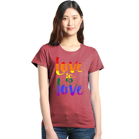 Shop4Ever Women's Love is Love Rainbow Gay Pride Graphic (Gay Best Friends Fall In Love)