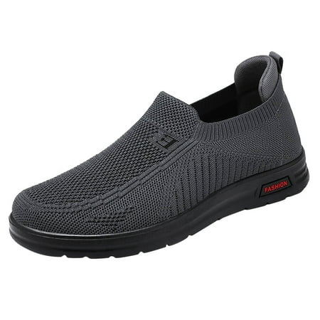 

Sneakers for Men Fashion Summer And Autumn Men Sneakers Fly Woven Mesh Flat Slip On Comfortable Mens Sneakers Mesh Grey 39