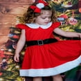 thumbnail image 3 of Robe de Noël en Velours pour Filles à Manches Courtes Robe Patchwork, 3 of 6
