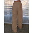 thumbnail image 5 of Women Wide Leg Trousers Embroidered Lace Eyelet Baggy Pants Dressy Trendy Beach Palazzo Pants Camel Color XXL, 5 of 9