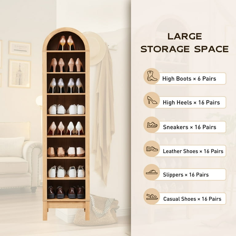 SinCiDo Arched Bookshelf, 8-Tier Open Storage photo 5