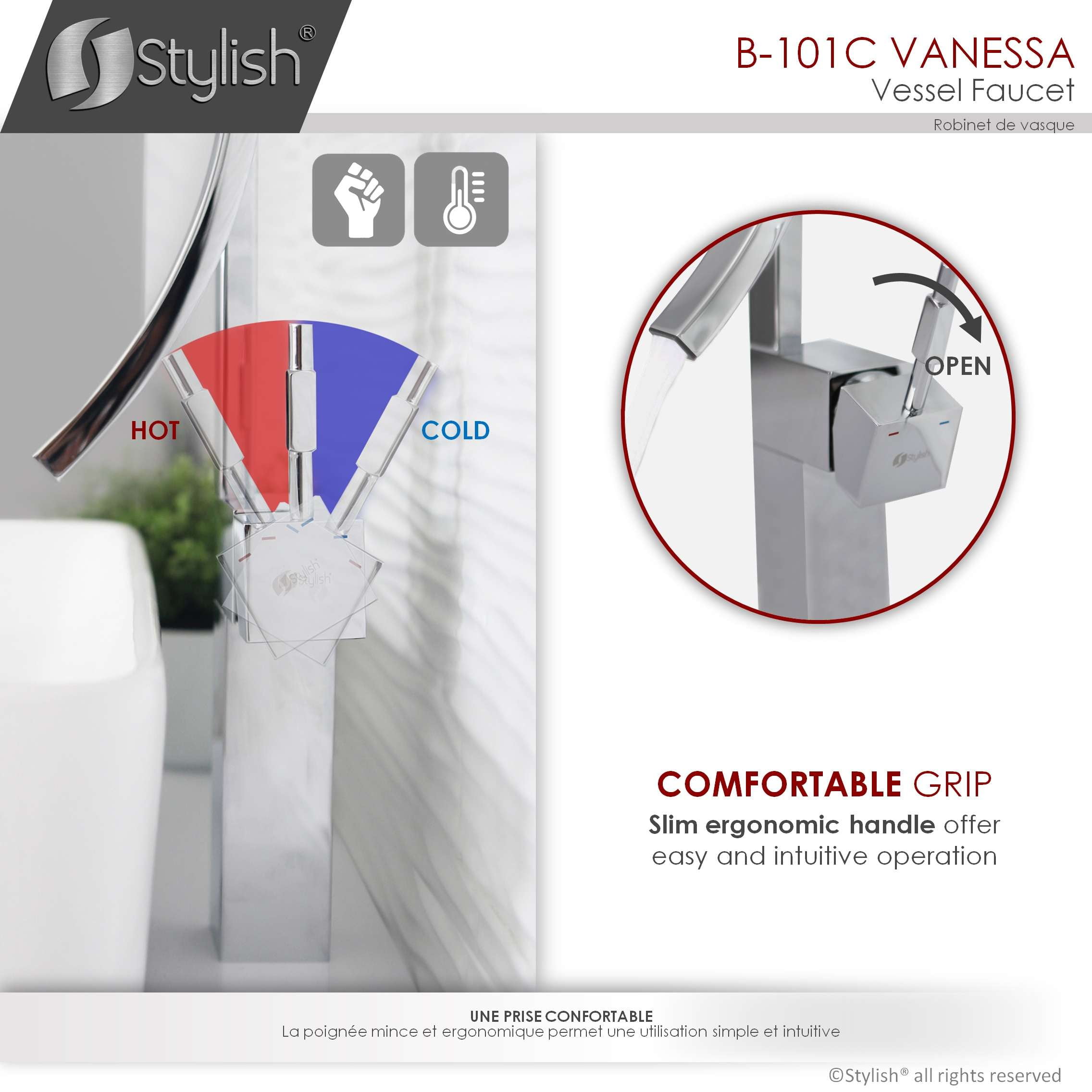 Stylish Ht 17 ½" Polished Chrome Single Handle Vessel Bathroom Faucet B-101C