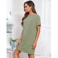 thumbnail image 5 of MINTREUS Women's Nightgown Short Sleeve Nightshirt Round Sleep Shirt Loose Loungewear Casual Sleepwear, 5 of 8