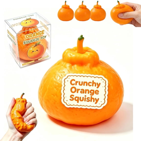 Crunchy Orange Squishy, ASMR Tactile Stress Ball Fidget Squeeze Toy for Adults, Premium Crunchy Sensory Toy Designed for Desk Fidget, Stress Relief and Enjoyable Sensory Play