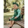 thumbnail image 4 of Loicainy Baby Toddler Girls Irish Overall Outfits 3 6 12 18 Months Long Sleeve Romper + Shamrock Dress + Headband Set Newborn Clothes, 4 of 9