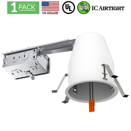Sunco Lighting 1 Pack 4 Inch Remodel LED Can Air Tight IC Housing, Recessed Lights, LED Downlight, For Retrofit Kit, Electrician Prefered - UL Listed and Title 24 Certified