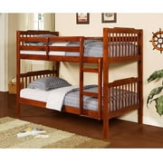 Elise Convertible Twin Over Twin Wood Bunk Bed, Mahogany
