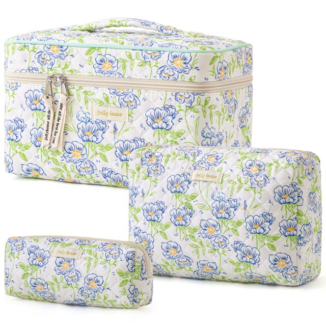 Bolsa de maquillaje HBSelect acolchada de algodón para viajes, 3 unidades, para mujeres y niñas