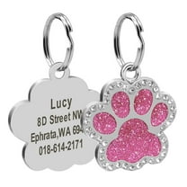 Beirui Glitter Paw Personalized Dog Tag Small Puppy Cat Rhinestones ID Collar Tags Free Engraved Stainless Steel