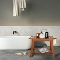 thumbnail image 4 of VVW Bamboo Shower Bench & Stool with Storage Shelf, Bath Benches for Inside Shower, Bathroom Stools 2-Tier Spa Seat for Adults Elderly (Walnut), 4 of 8