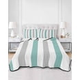 thumbnail image 3 of Quilts Twin XL Size, Turquoise Grey Stripe Soft Comforter Bedding Set for Bed, Modern Farmhouse Vertical Striped Lightweight Quilted Bedspread with Pillow Cover(2 Pieces) for All Season, 68x98 Inch, 3 of 6