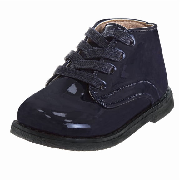 Josmo Baby Boys Girls Unisex Walking Shoes First Step Walker Lightweight Synthetic Non, Slip High Top, Navy Patent, Size: 4.5