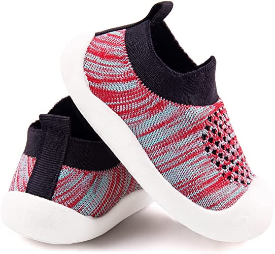 Baby First-Walking Shoes 1-4 Years Kid Shoes Trainers Toddler Infant Boys Girls Soft Sole Non Slip Cotton Canvas Mesh Breathable Lightweight Slip-on Sneakers Outdoor 