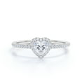 thumbnail image 3 of JeenMata Anillo de Compromiso de Moissanita en Forma de Corazón de 1 Quilate - Conjunto Nupcial - Anillo de Halo - Anillo de Promesa - Oro Blanco de 18 K sobre Plata, 3 of 6