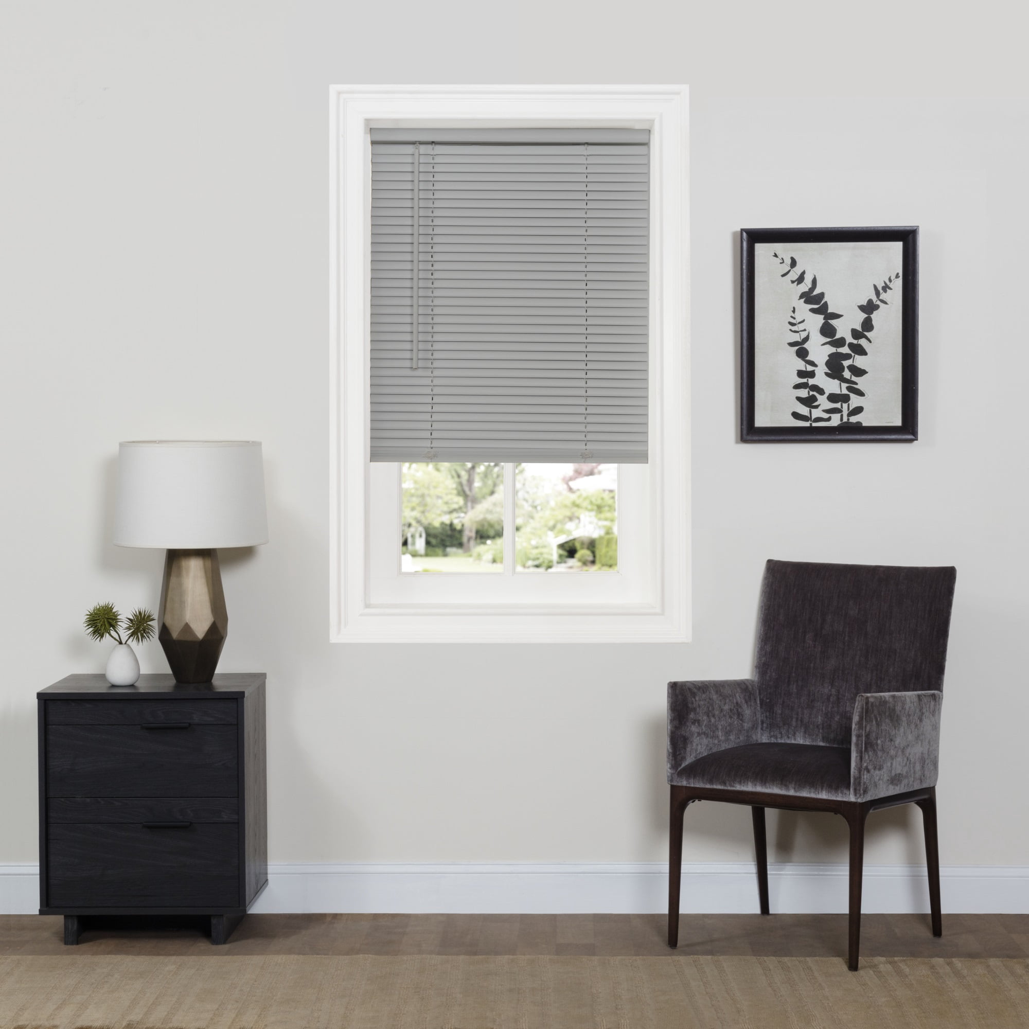 Achim Home Furnishing Window Blinds: GII Cordless Deluxe Sundown Room Darkening Mini Blinds (Gray, 30" x 64")