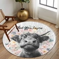 thumbnail image 2 of Round Rug 6Ft Washable Non-Slip, Black Cow Floral Circle Area Rugs for Living Room Bedroom, Grey Wooden Farmhouse Animals Indoor Floor Mats Carpet Runner for Home Decor Aesthetic, 2 of 8