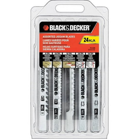 BLACK DECKER 24 Pack Jigsaw Blade Assortment, 75-626