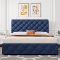 thumbnail image 1 of Linen Upholstered Bed Frame with 4 Storage Drawers & Adjustable Headboard, 1 of 2