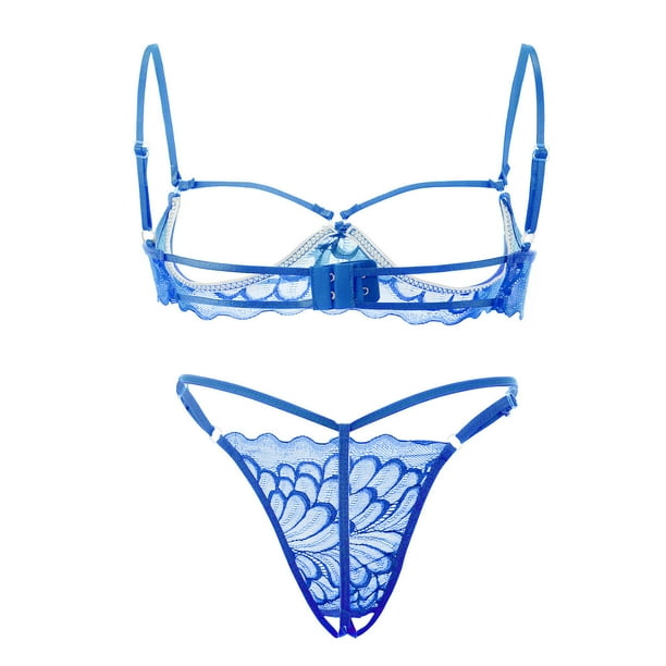 Bra And Panty Set,Women's Floral Embroidery Underwire Lingerie Set Mesh