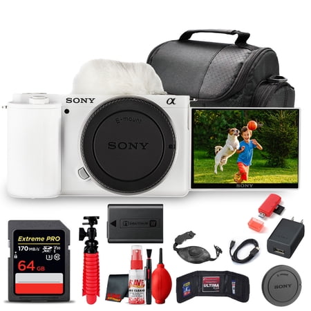 Sony ZV-E10 Mirrorless Camera Bundle + 64GB Card + Bag + Accessories (International Model)