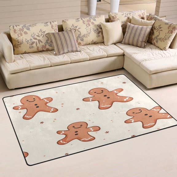 Gingerbread Men Style Design Soft Polyester Area Rug 31''x20'', Non Slip, Memory Foam, Water Absorbent