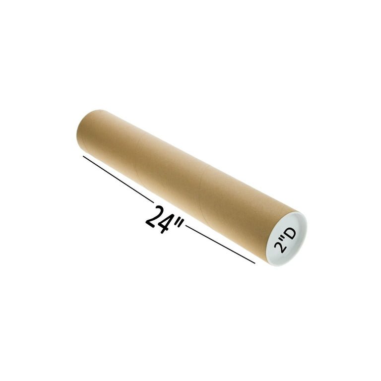 Box Packaging Heavy-Duty Mailing Tube with Cap, Kraft, 15 Tubes/Case, Size: 5 inch x 24 inch