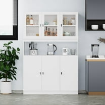 KULAGAGA Kitchen Pantry with Open Shelves, 6-Door Hutch Storage Cabinet for Living Room