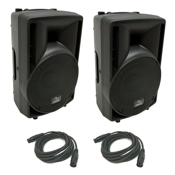 (2) Harmony Audio HA-C8A Pro DJ 8" Powered 300W PA Speaker & (2) 15FT XLR Cable