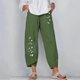 thumbnail image 2 of Pantalones estampados de bolsillo de algodón y lino sueltos casuales de verano para mujer Pantalones Pompotops ulkah939027, 2 of 5