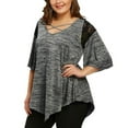 thumbnail image 3 of asdoklhq Womens Plus Size Tops Clearance,Womens Plus Size Flare Lace Asymmetrical Tunic T-shirt Tops, 3 of 5