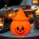 thumbnail image 1 of Farol de calabaza de Halloween | Luz nocturna LED luminosa | Decoración de caras demoníacas de horror | Atmosferas Espeluznantes | Plástico naranja esmerilado | Mesa portátil | 9,7x7,4x7cm | 1 Pack, 1 of 6