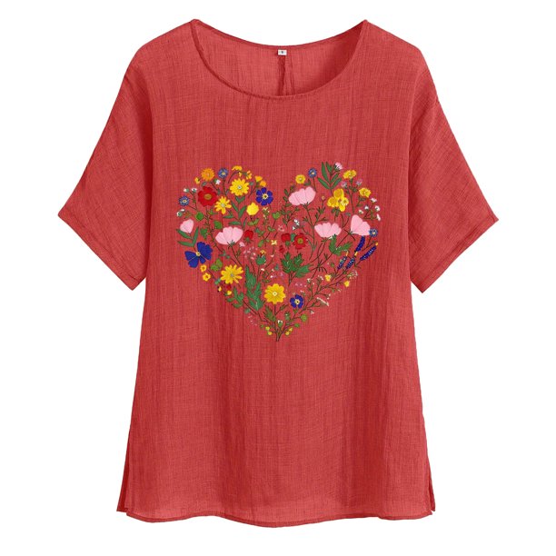 Vestidos Casuales Para Mujer, Blusas De Mujer De Moda Camisetas estampadas de moda para mujer, blusas casuales de lino holgadas de manga corta con cuello redondo y raglán