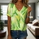 thumbnail image 3 of Blusa Zhyaj de manga corta con cuello en V y estampado floral bohemio para mujer, 3 of 5