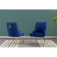 thumbnail image 2 of Set de 2 Chaises Rembourrées en Velours Bleu Marine avec Pieds en Fer Doré Chromé, 2 of 2