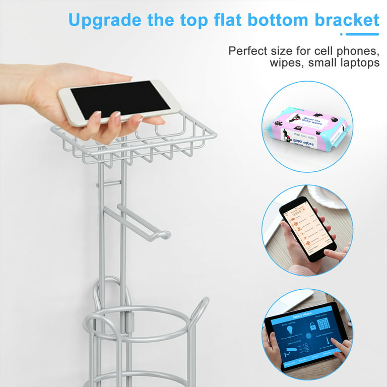stusgo Toilet Paper Holder Free Standing, Upgraded Portable Stainless Steel  Toilet Paper Roll Storage Rack, Toilet Paper Roll Dispenser with Top