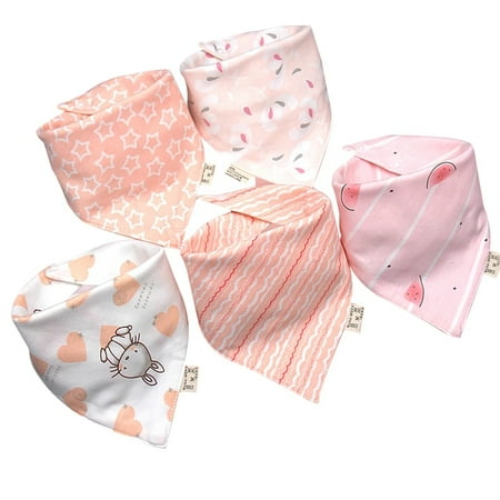 5 Pcs/Lot Baby Bandana Bibs Scarf Burp Cloths Saliva for Newborn Infant Toddler Boys Girls Kids Cartoon Triangle Cotton Bib Pink Bohemian