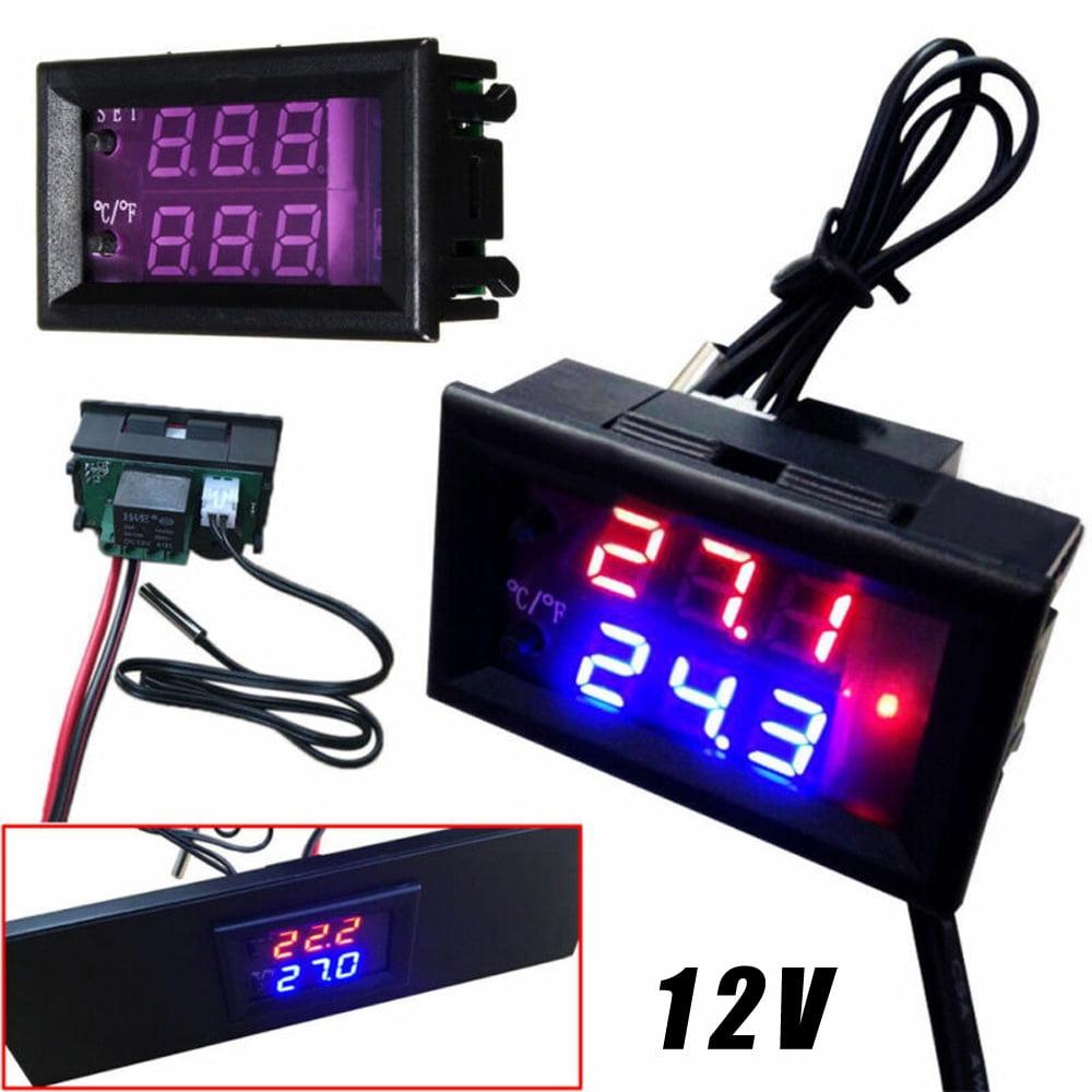 Microcomputer Thermostat Switch Temperature Controller 12V Digital LED Display
