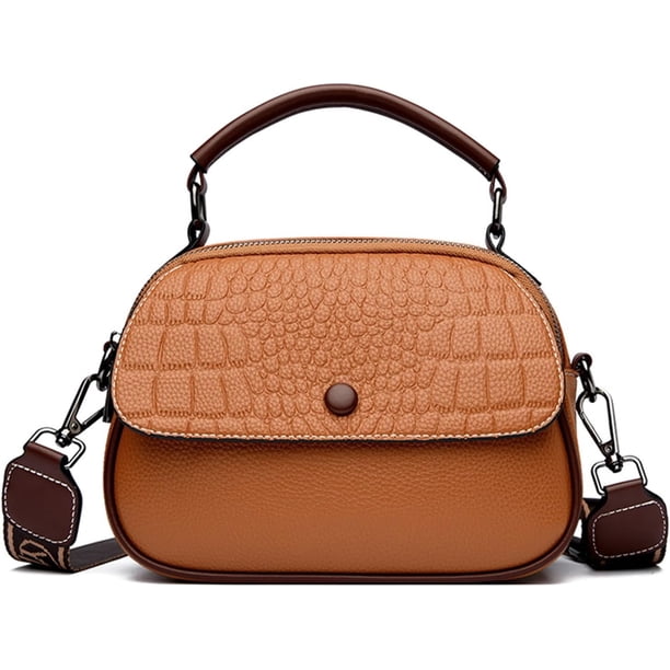 LHSHID Crossbody Bags for Women Small Design Leather Crossbody Camera Bag Shoulder Purse with Guitar Strap