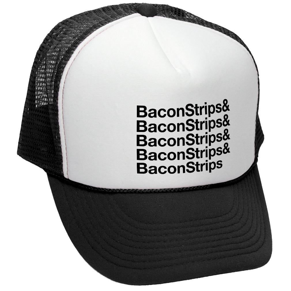Bacon Strips Trucker Hat Mesh Cap (Black, OSFA)