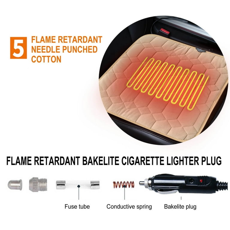 cigarette lighter heating pad Oggfader Portable Heating Pad Heated Car Seat Cushion 12V Portable Car  Heating Pad Back Heating And Ventilation Function Winter Driving