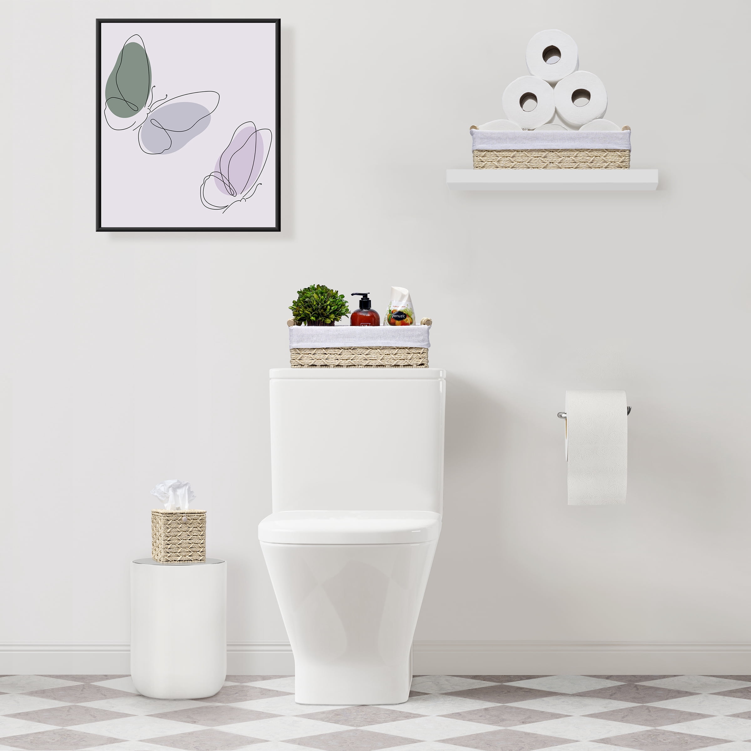 Sorbus Paper Rope Bathroom Baskets & Tissue Holder Set