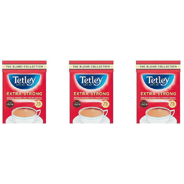 Pack Of 3 Tetley Extra Strong Tea 75 Bags 237 Gm (8.36 Oz
