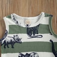 thumbnail image 5 of YDFCWXW Toddler Boy Clothes Summer Outfit Dinosaur Letter Cotton Tops+Grey Elastic Shorts 2pcs (Green, 18-24 Months), 5 of 6