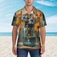 thumbnail image 2 of Vsdgher Charming Daisy Bouquet Art Print Men's Hawaiian Shirts Button Down Tropical Holiday Beach Shirts Vacation Clothes,Medium, 2 of 7
