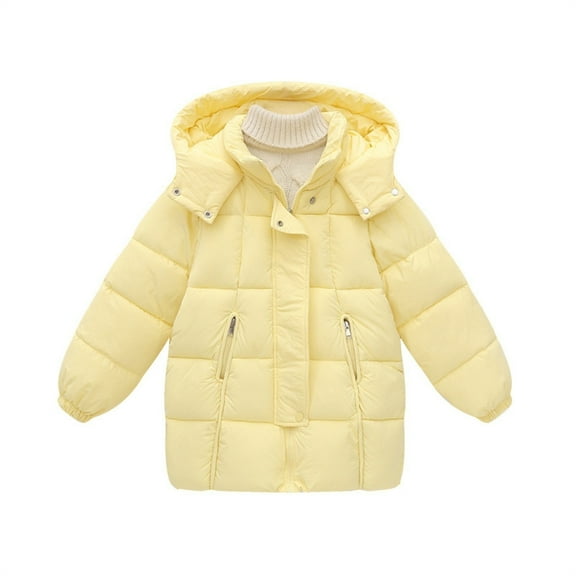 Ruyang Girls Winter Coat Parka Padded Warm Hooded Puffer Jackets Heavyweight Zip Up Plain Quilted Down Outerwear Pockets