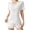 White, variant on Women's Pajamas Set Ribbed Knit Bow Decor Short Sleeve Collared Top & Ruffle Hem Shorts,Soft 2 Piece Sleepwear Loungewear for Ladies